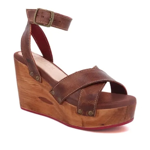 Bed Stu Shoes - Bed|Stu Grettel Almond Rustic Wedge Platform Sandals Ankle Strap Sz 9
